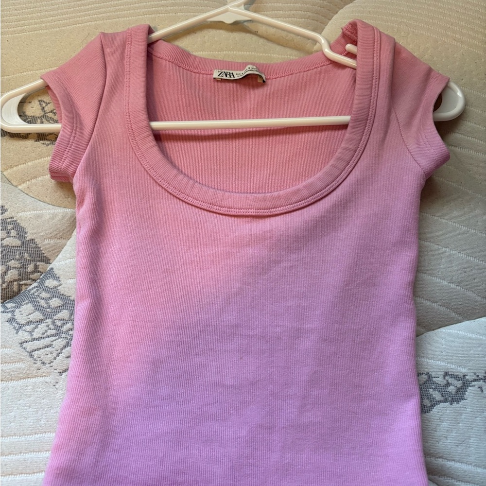 Zara Pink Fitted Cap Sleeve Tank Top